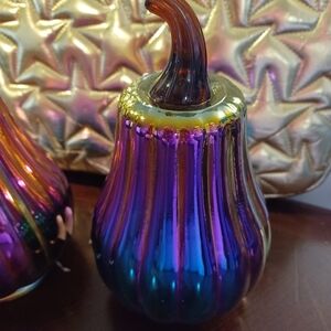 Iridescent Glass Pumpkin Decor